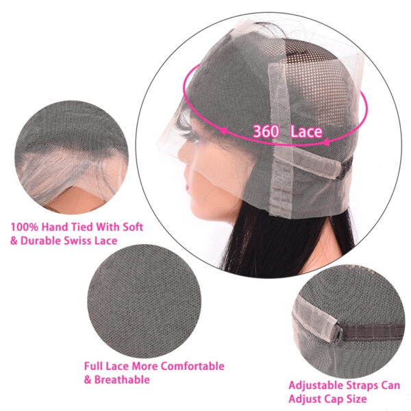 360 Transparent Lace Frontal Closure 22.5x4x2 With Adjustable Strap Virgin Straight Hair - Image 9